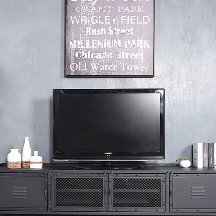 Blake Modern Industrial Metal TV Cabinet Console Present Them