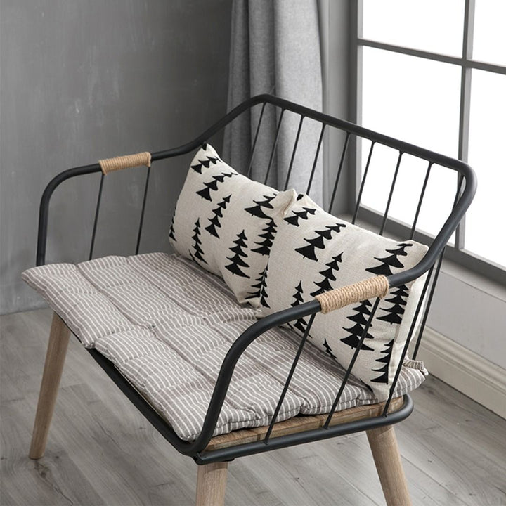 Rustic Oak Wooden Bench with Minimalist Steel Frame Present Them