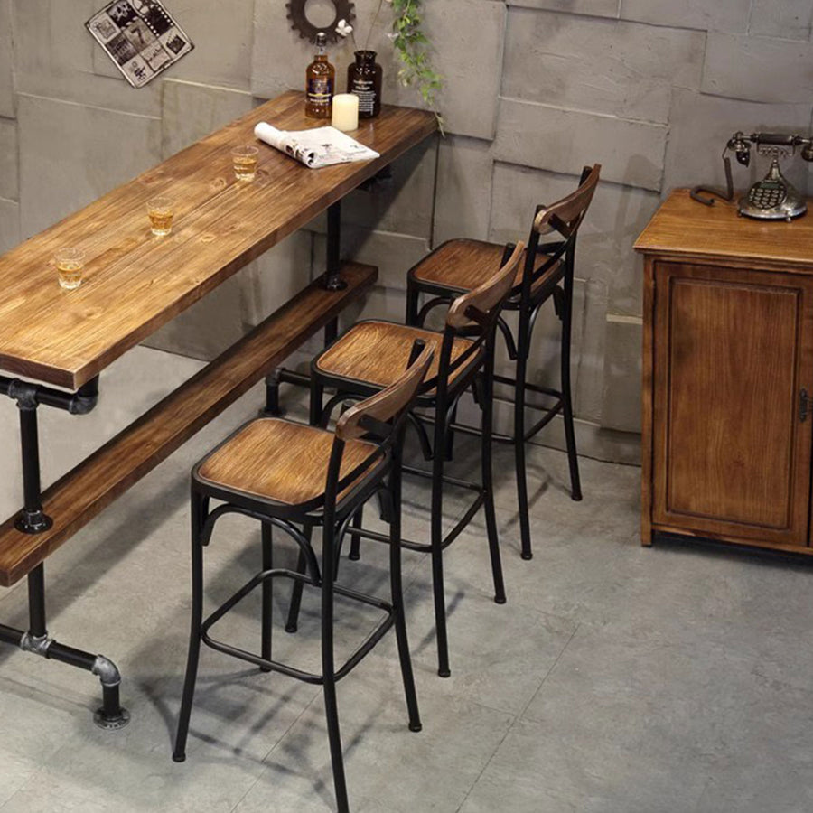 PT-1026 Presenthem Stylish Solid Wood Bar Chair with Backrest Present Them