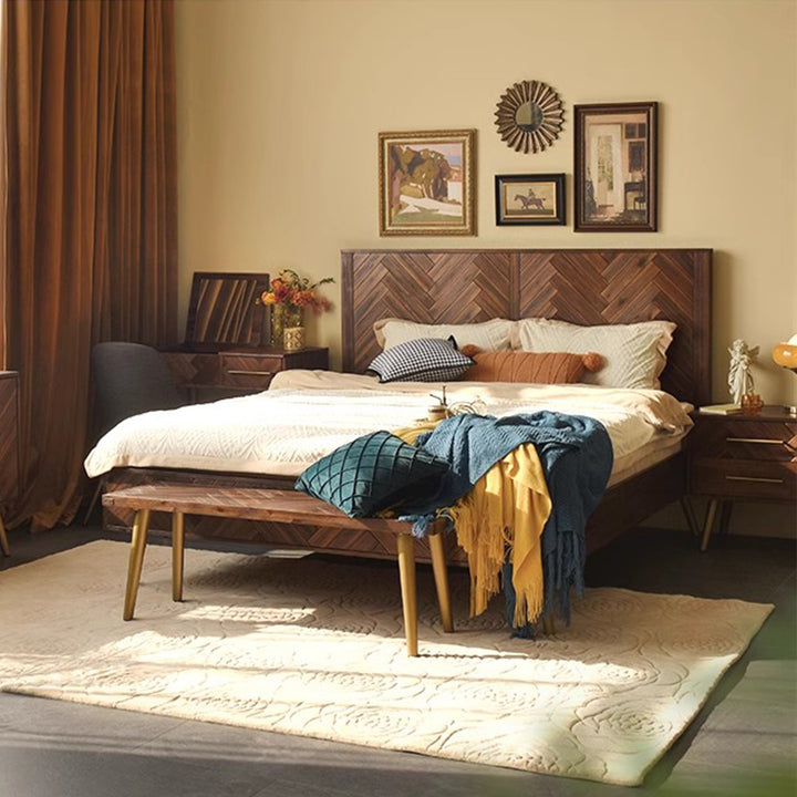 MAS-1961 Masdio Acacia Wood Herringbone Bedframe Masdio