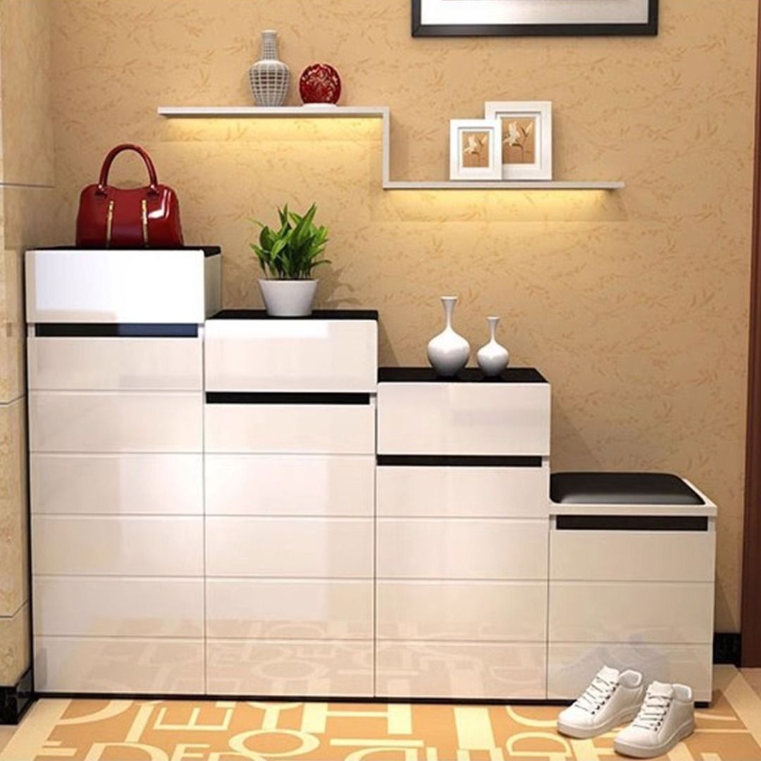 Masdio Modern Stackable Shoe Cabinet Bench Set Masdio