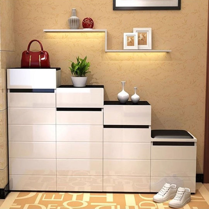 Masdio Modern Stackable Shoe Cabinet Bench Set Masdio