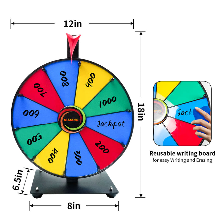 Masdio 12" 10-Slot Prize Wheel Masdio