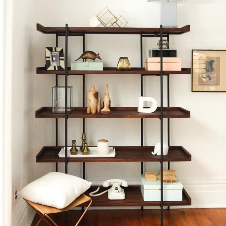 Masdio Solid Wood Display Shelf Metal frame Bookshelf Masdio