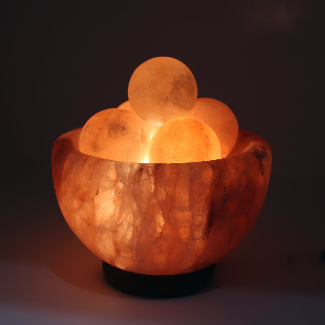 Masdio Natural Himalayan Salt Lamp Orange Birch