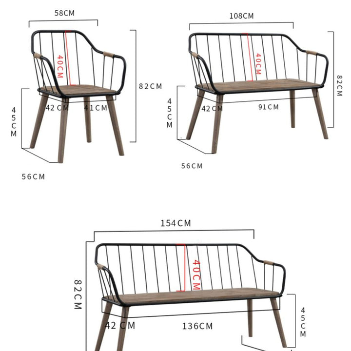 Rustic Oak Wooden Bench with Minimalist Steel Frame Present Them