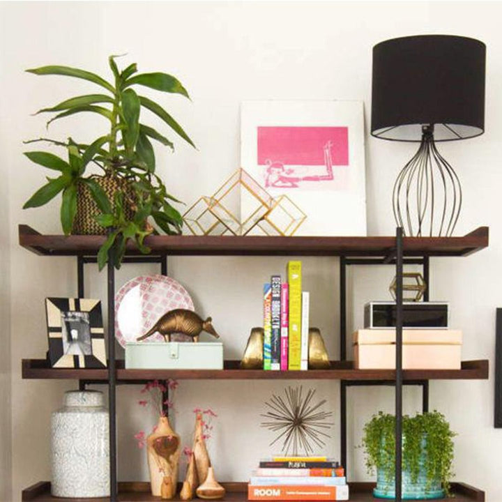 Masdio Solid Wood Display Shelf Metal frame Bookshelf Masdio
