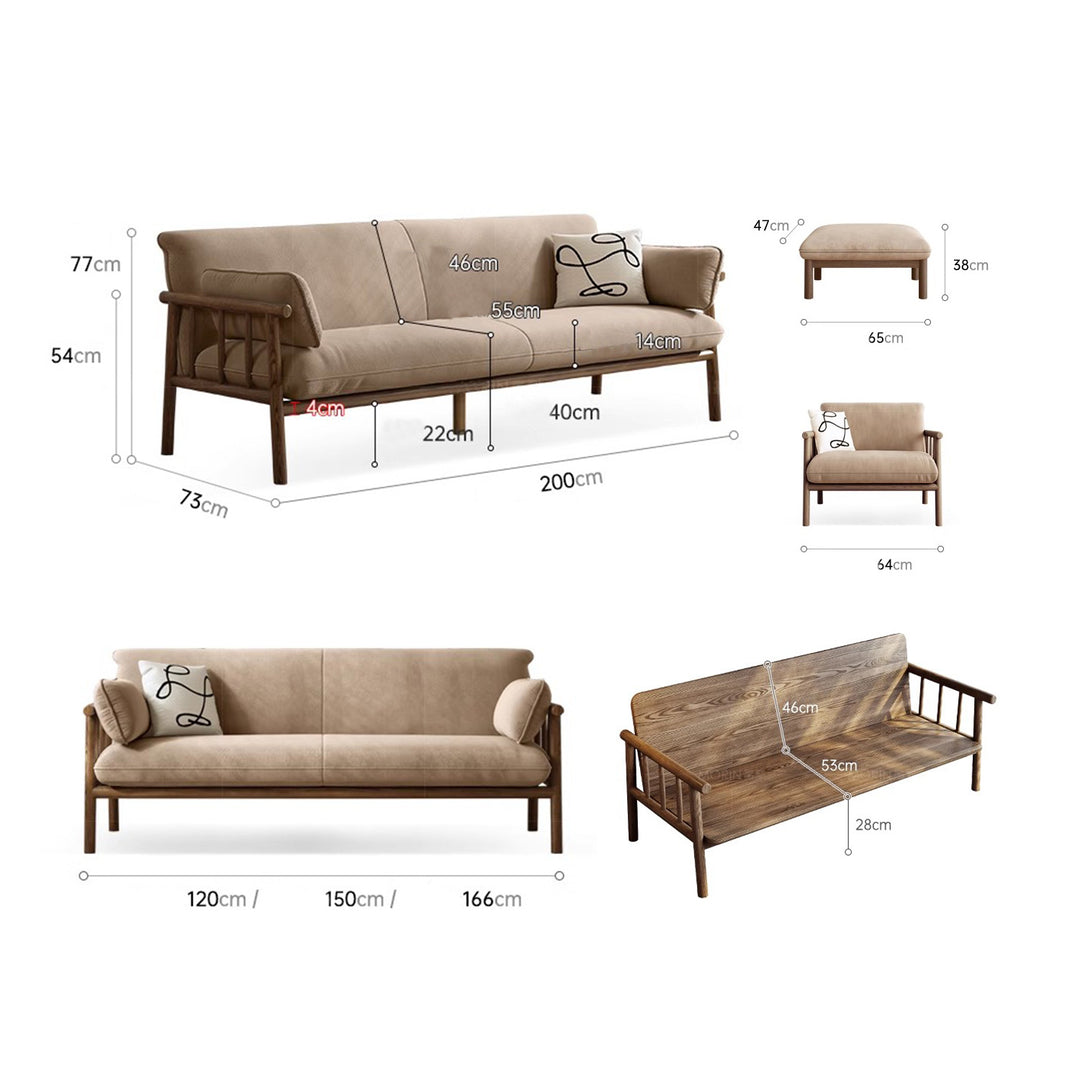 MAS-2076 Masdio Japandi Solid Wood Sofa Masdio