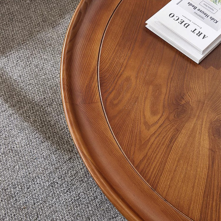 MAS-1246 Masdio Ash Wood Round Coffee Table with Storage Present Them