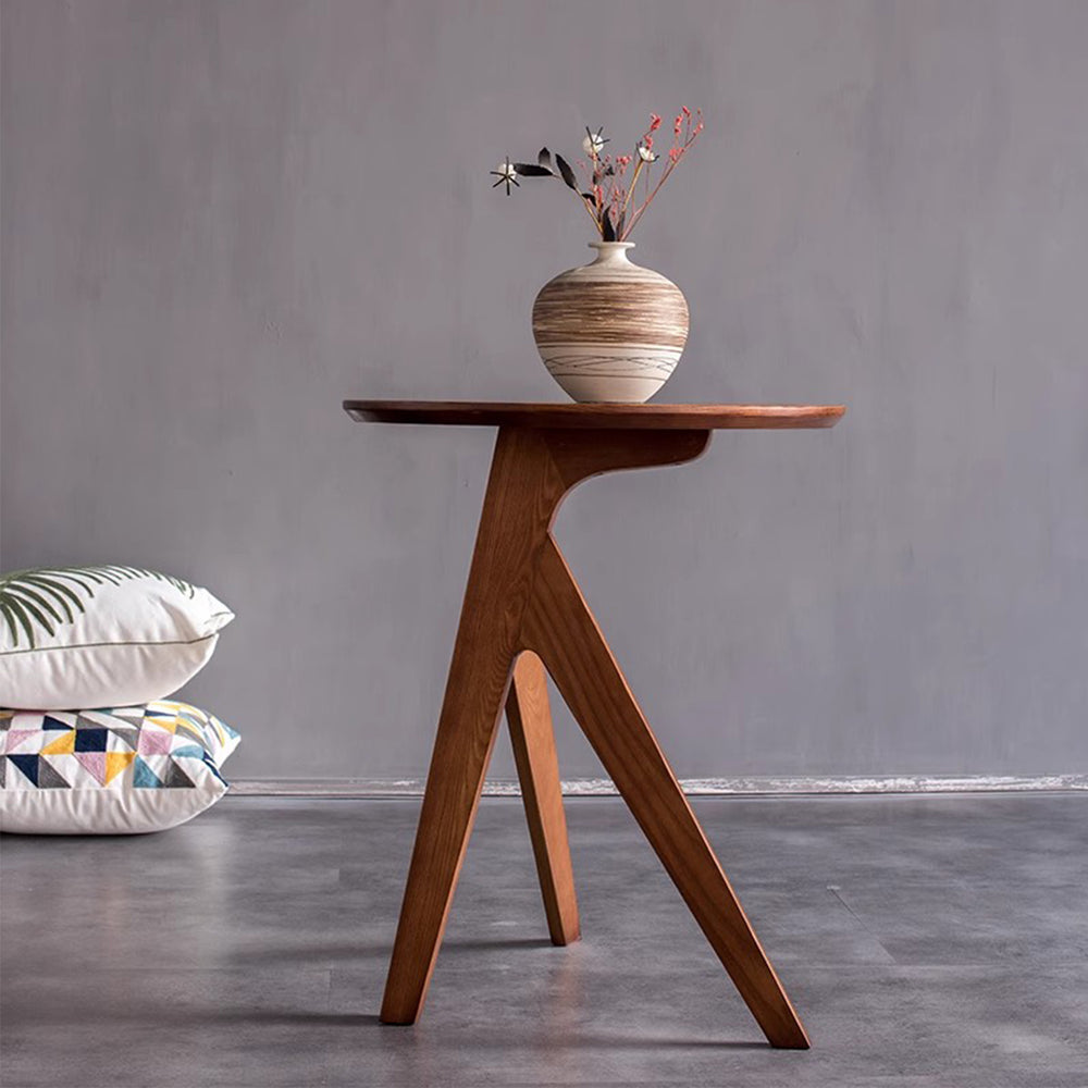 MAS-1269 Masdio Ash Wood Three-Legged Side Table Present Them