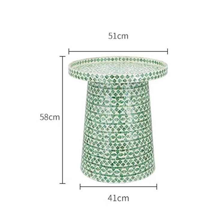 MAS-1424 Masdio Ceramic Seashell Tray Top Drum End Table Masdio