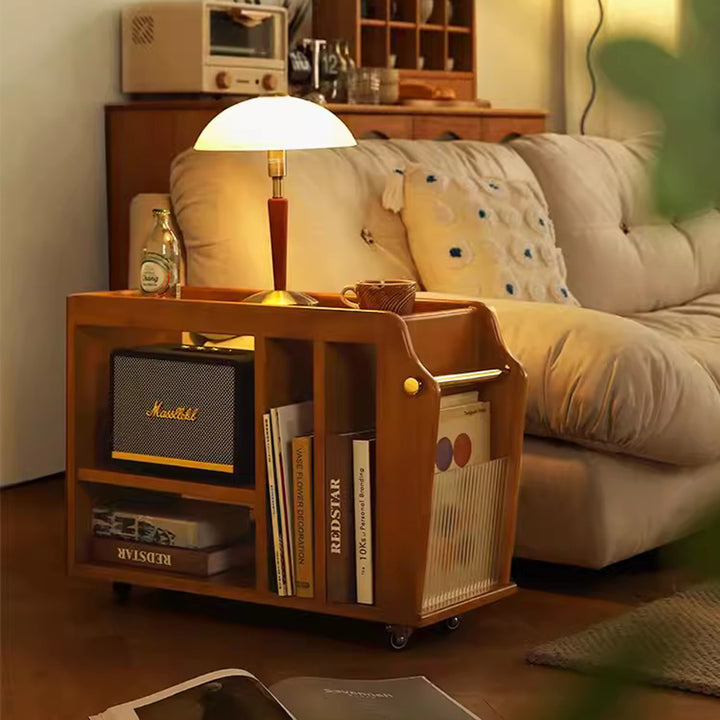 MAS-1276 Masdio Cherrywood Storage Trolley & Side Table Present Them
