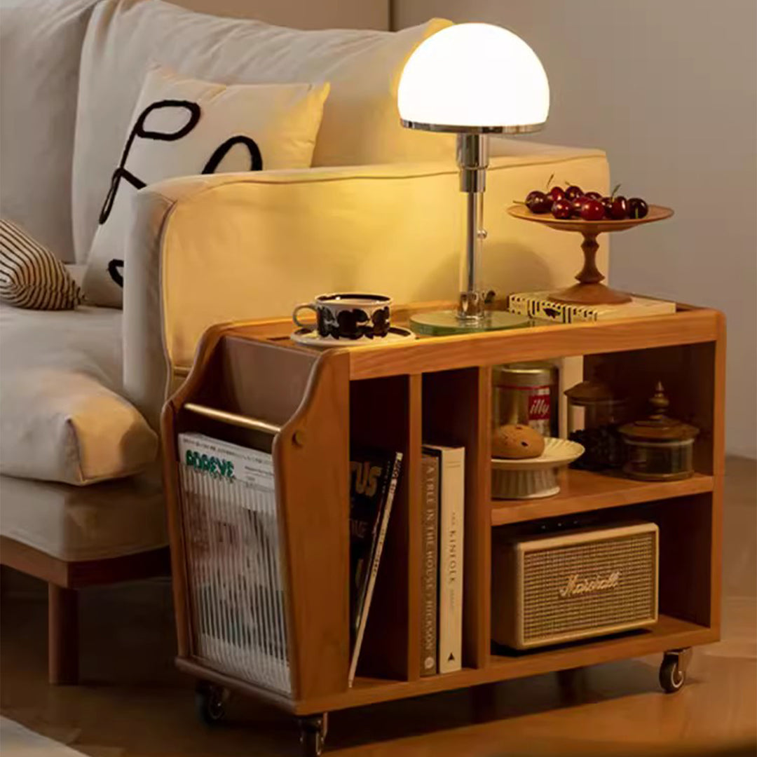 MAS-1276 Masdio Cherrywood Storage Trolley & Side Table Present Them