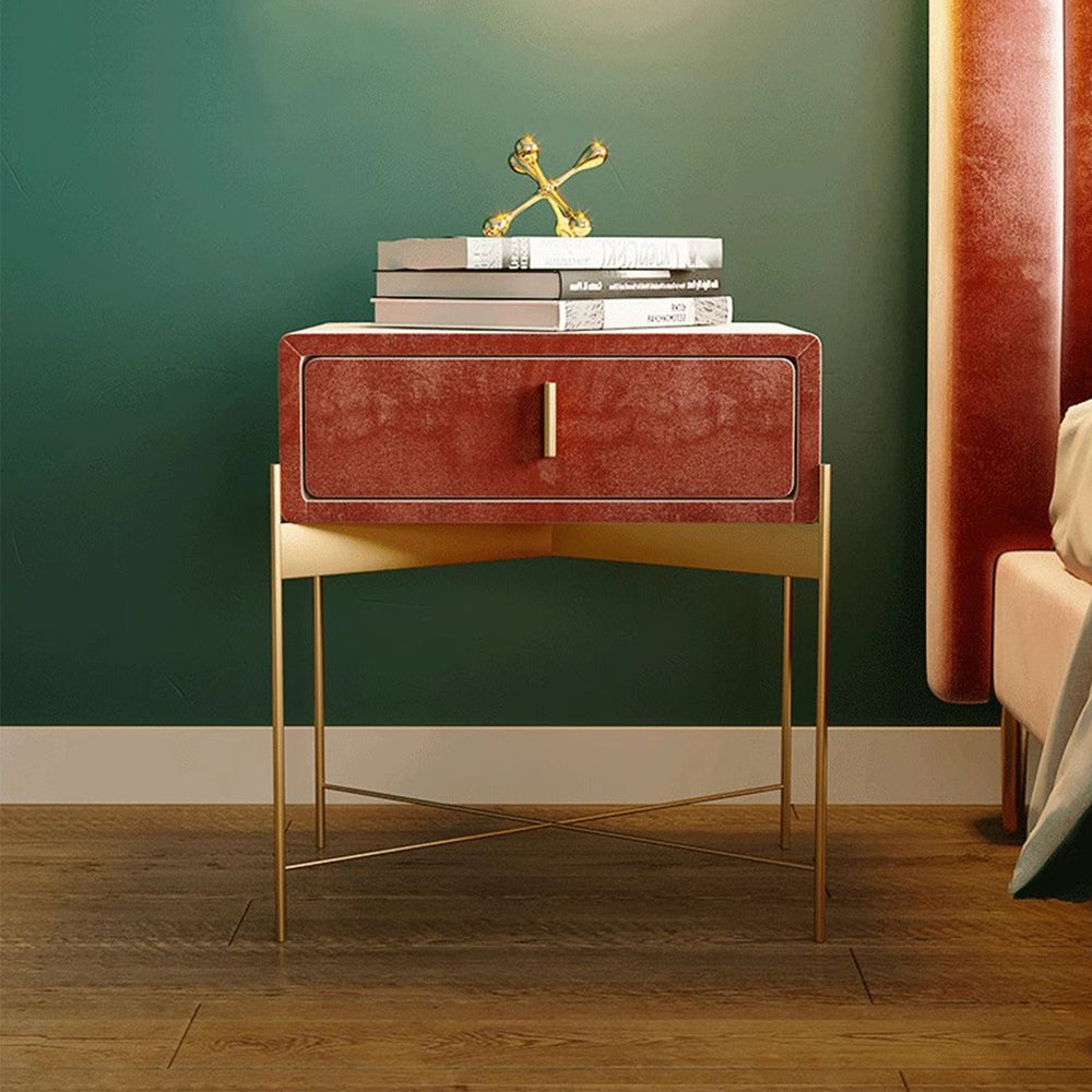 MAS-1268 Masdio Contemporary Drawer Velvet Nightstand Present Them