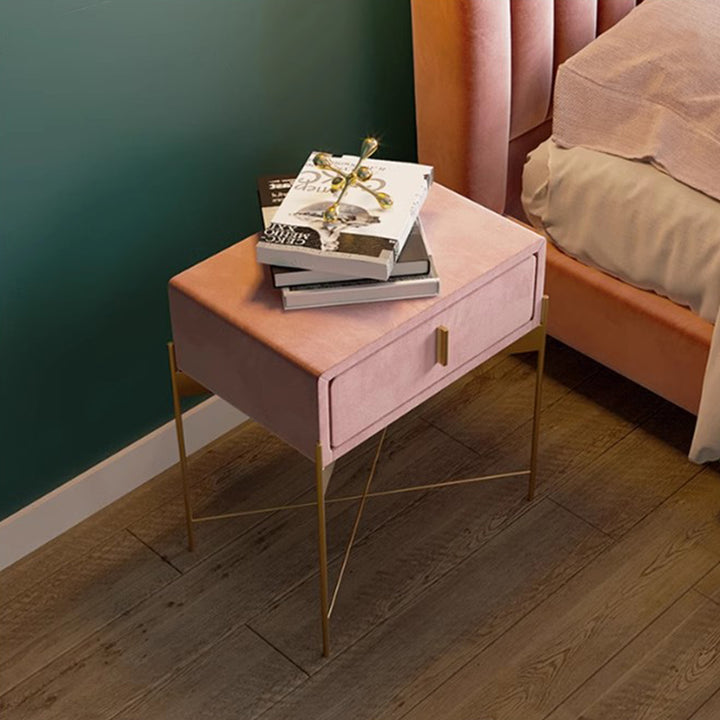 MAS-1268 Masdio Contemporary Drawer Velvet Nightstand Present Them