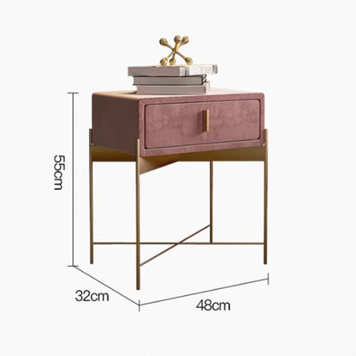 MAS-1268 Masdio Contemporary Drawer Velvet Nightstand Present Them