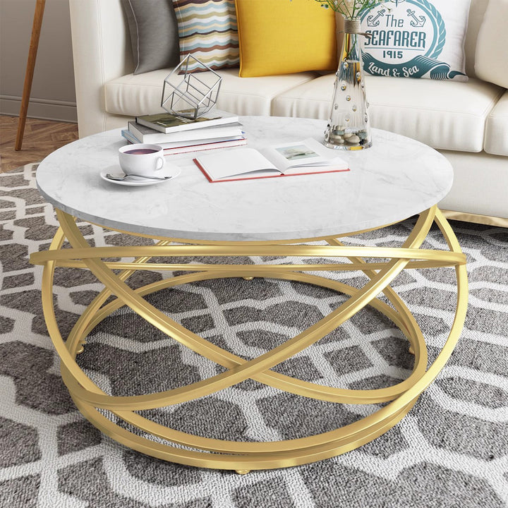 MAS-1235 Masdio CosmoLiving Gold Frame Coffee Table Present Them