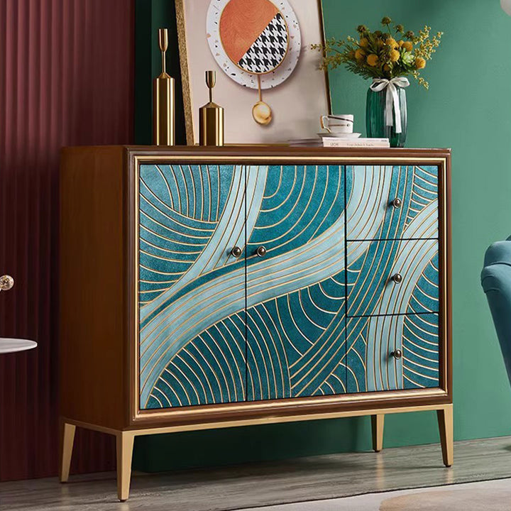Geometric Wood Carving Sideboard Cabinet Present Them