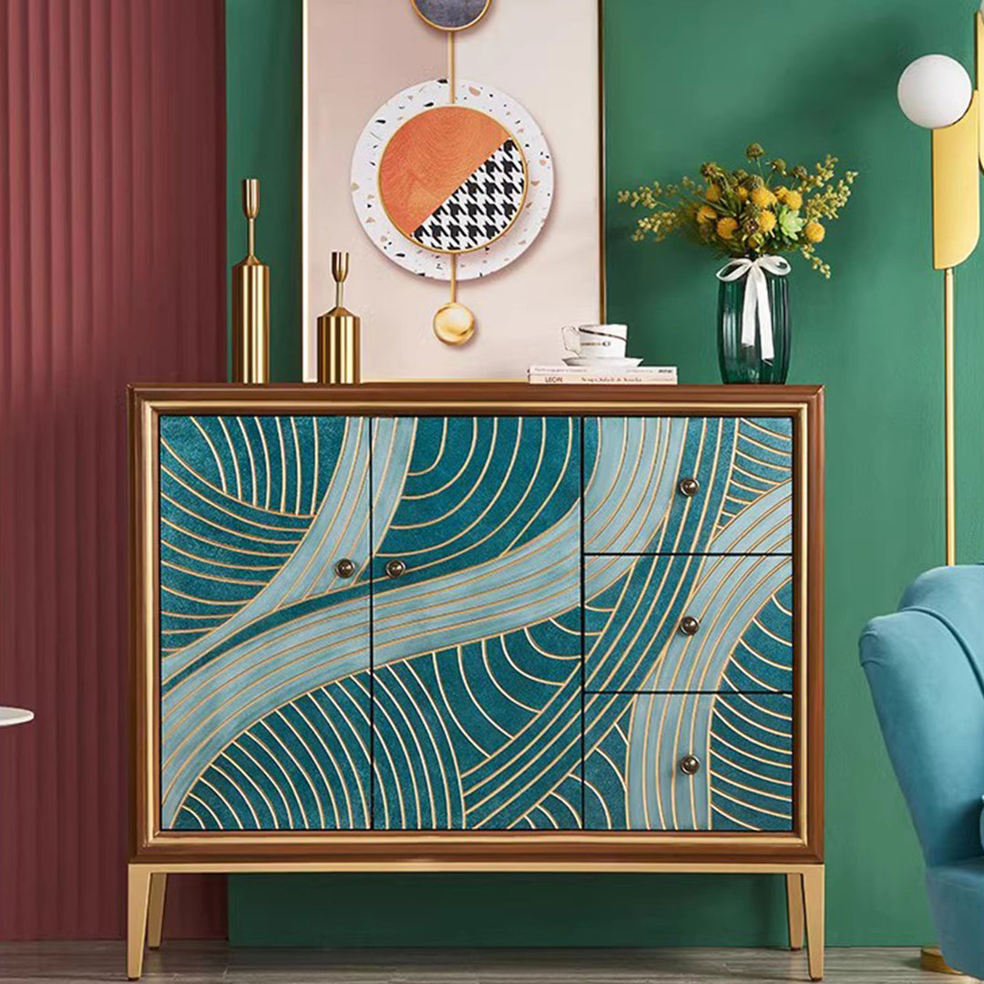 Geometric Wood Carving Sideboard Cabinet Present Them