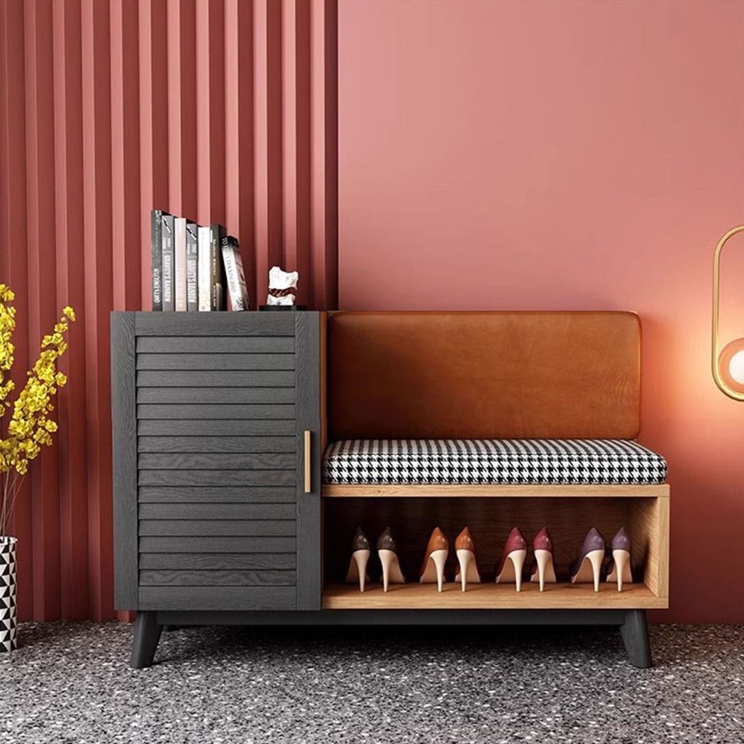 Hallway Shoe Bench with Storage Cabinet Present Them
