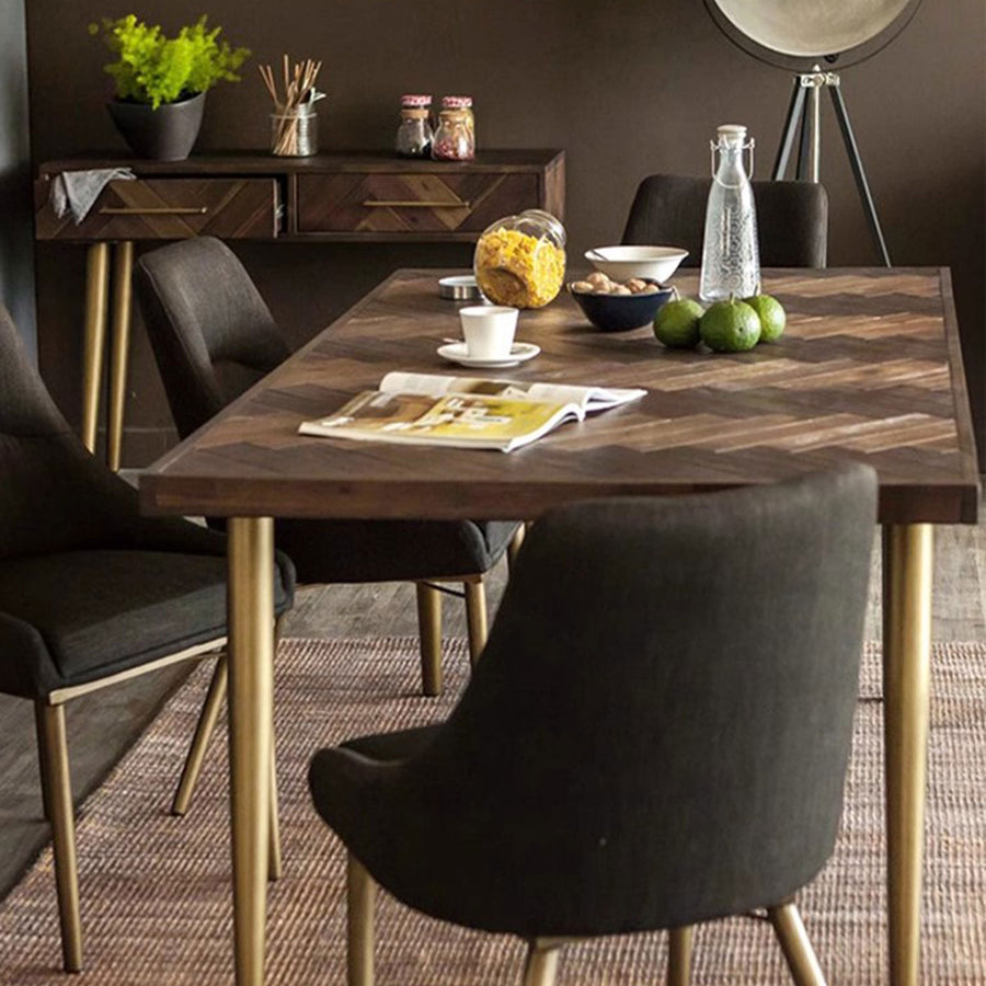 MAS-1382 Masdio Herringbone Acacia Dining Table Masdio