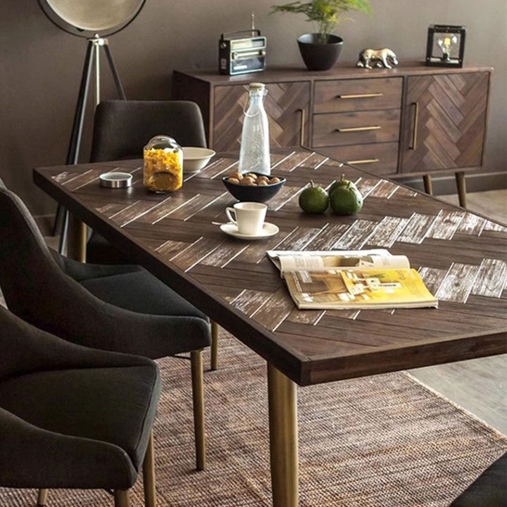 MAS-1382 Masdio Herringbone Acacia Dining Table Masdio