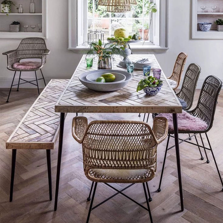MAS-1382 Masdio Herringbone Acacia Dining Table Masdio