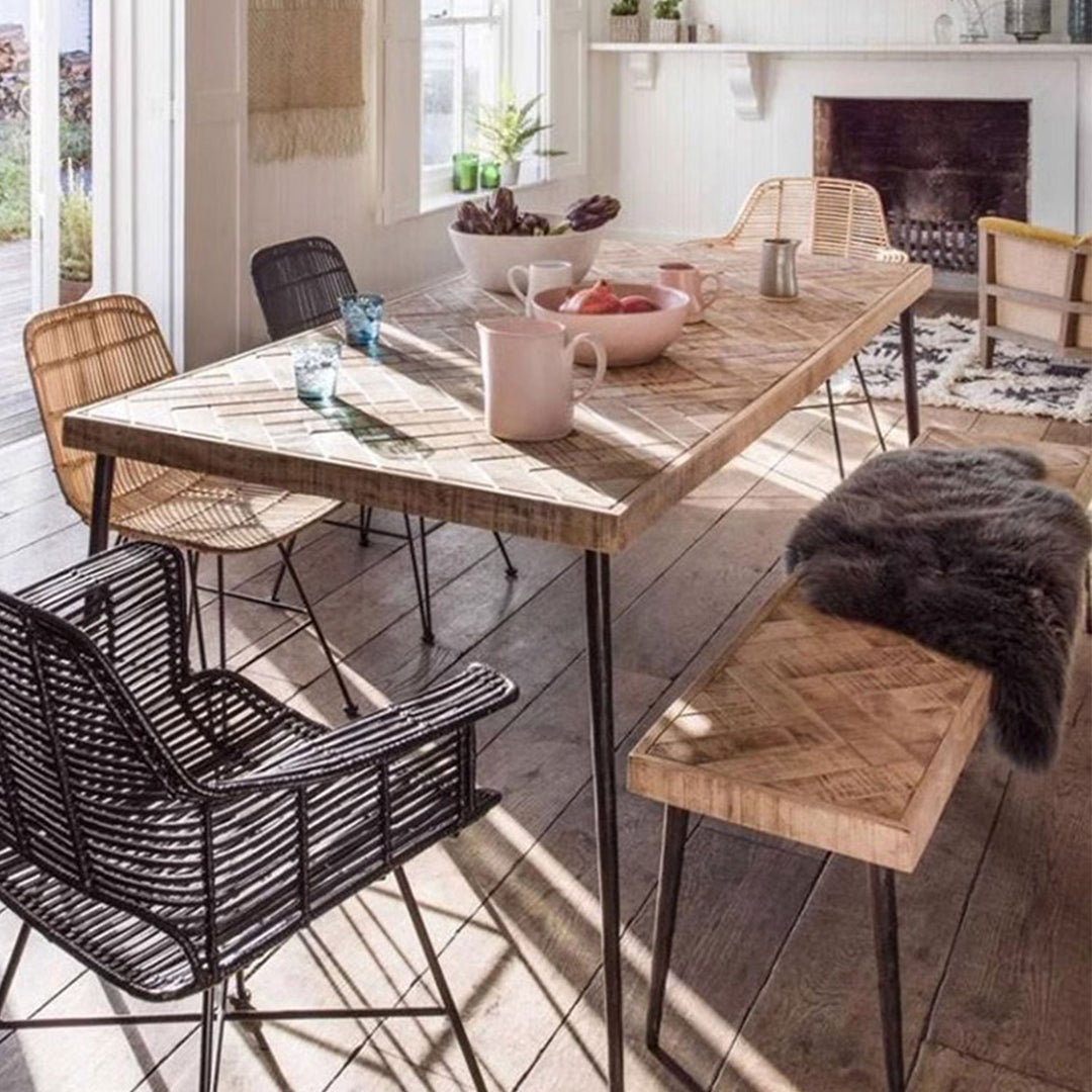 MAS-1382 Masdio Herringbone Acacia Dining Table Masdio