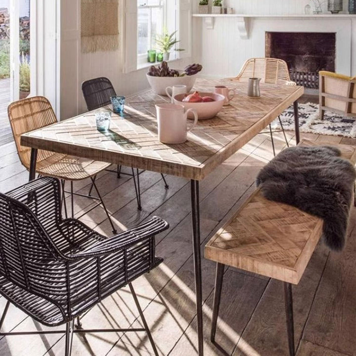 MAS-1382 Masdio Herringbone Acacia Dining Table Masdio