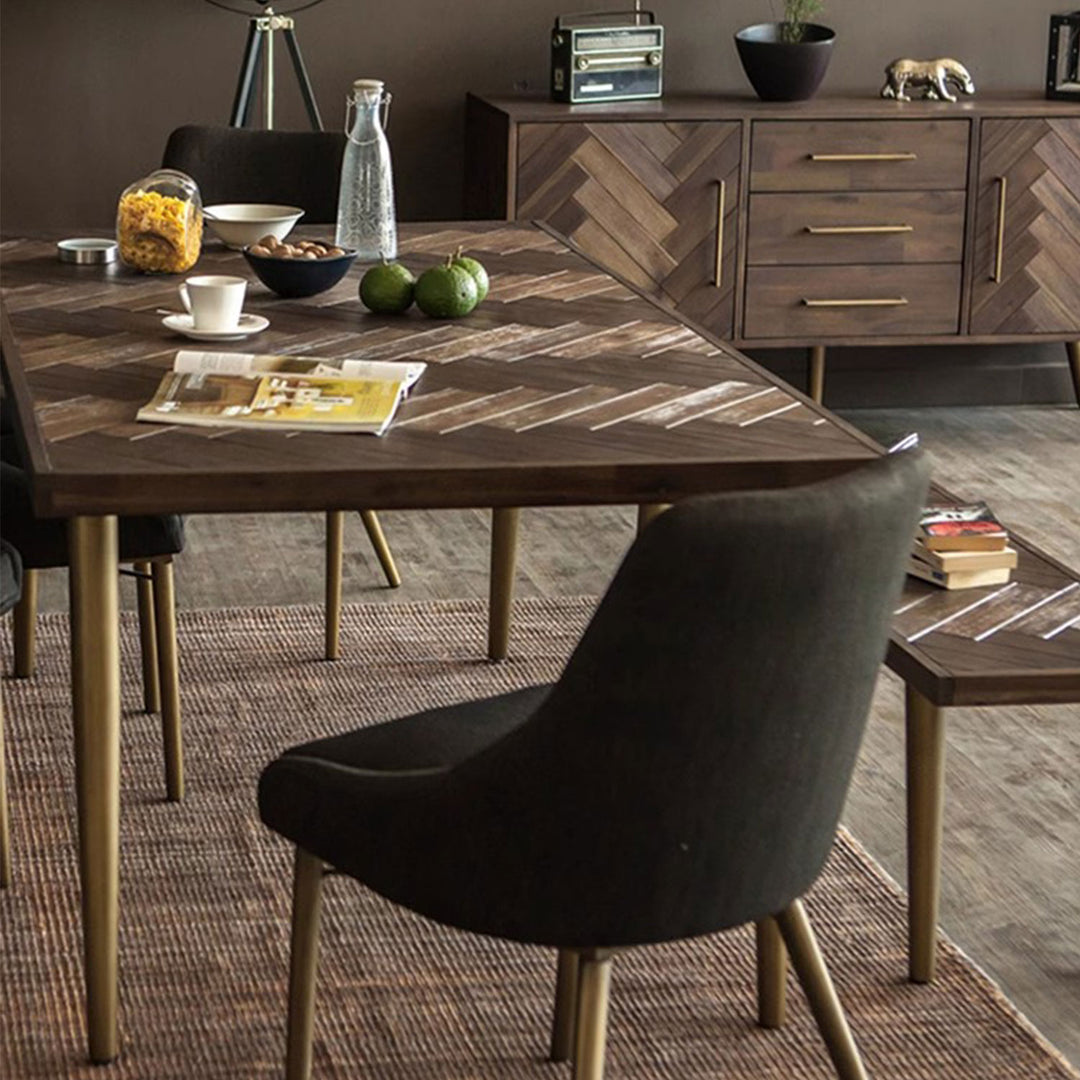 MAS-1382 Masdio Herringbone Acacia Dining Table Masdio