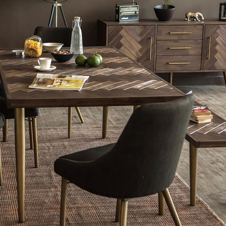 MAS-1382 Masdio Herringbone Acacia Dining Table Masdio