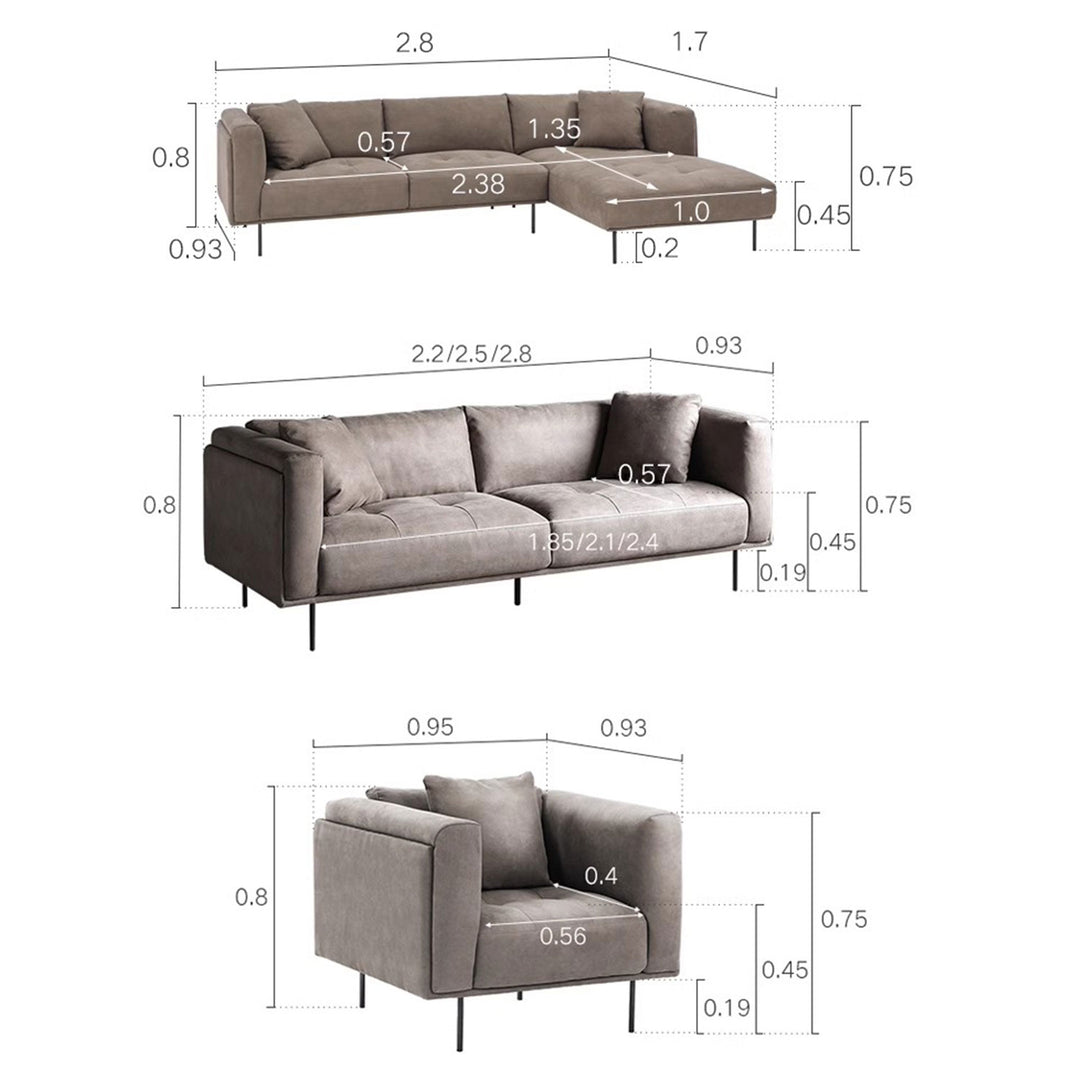 L-Shaped Arm Sofa with Chaise Sectional Present Them