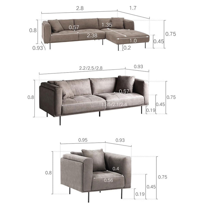 L-Shaped Arm Sofa with Chaise Sectional Present Them