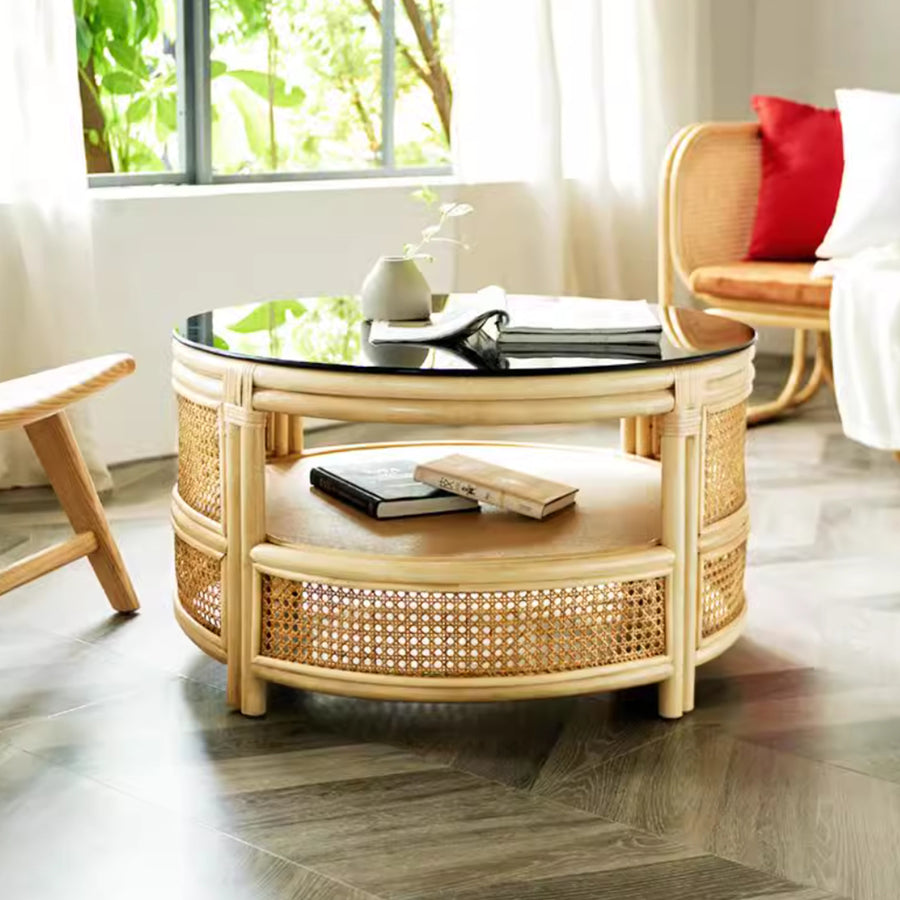 MAS-2228 Masdio JENNI Rustic Rattan Coffee Table Masdio