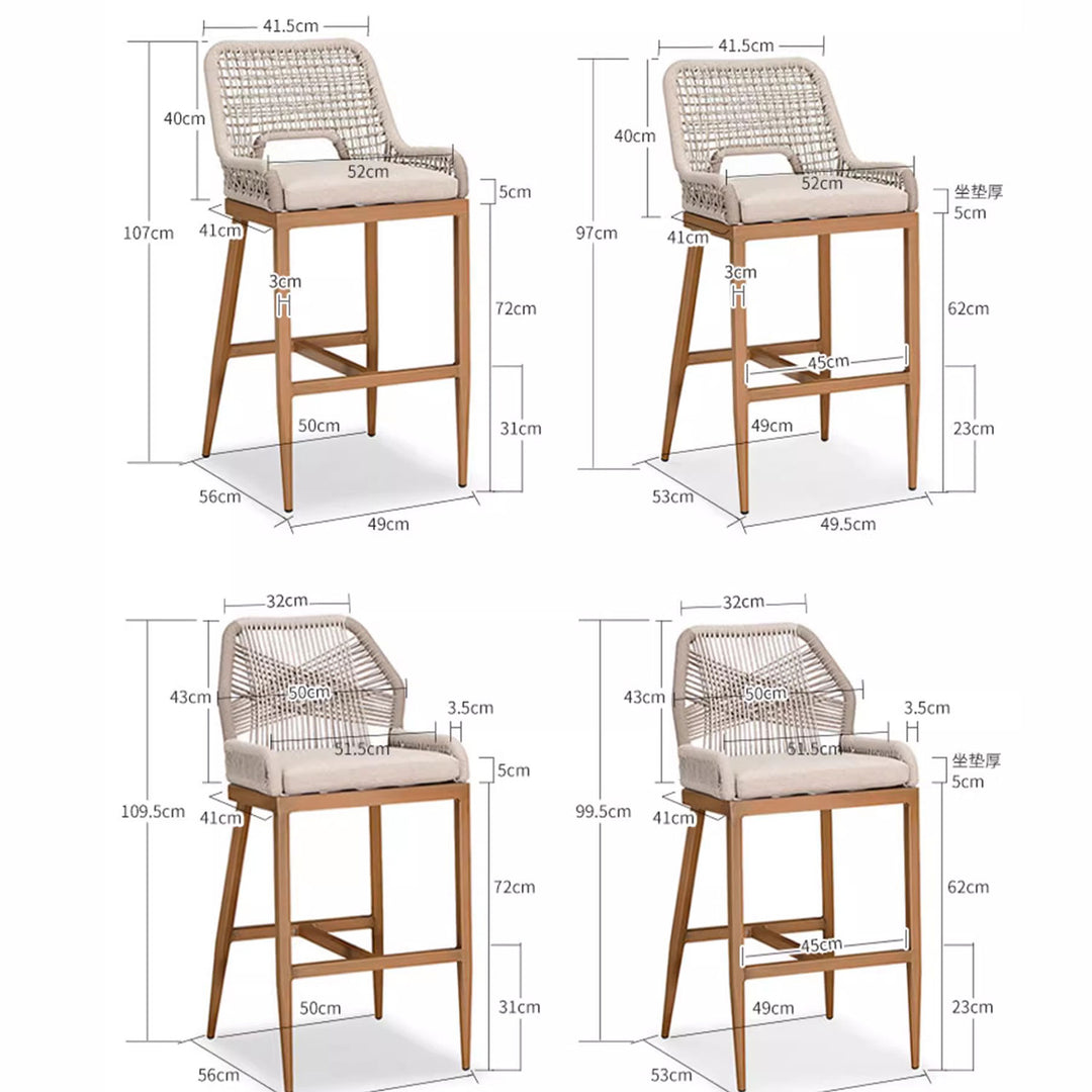 MAS-1859 Masdio Modern Outdoor Rattan Bar Stool Masdio
