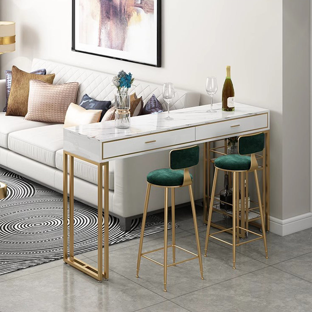 MAS-1864 Masdio Marble Bar Table with Bar Cart Masdio
