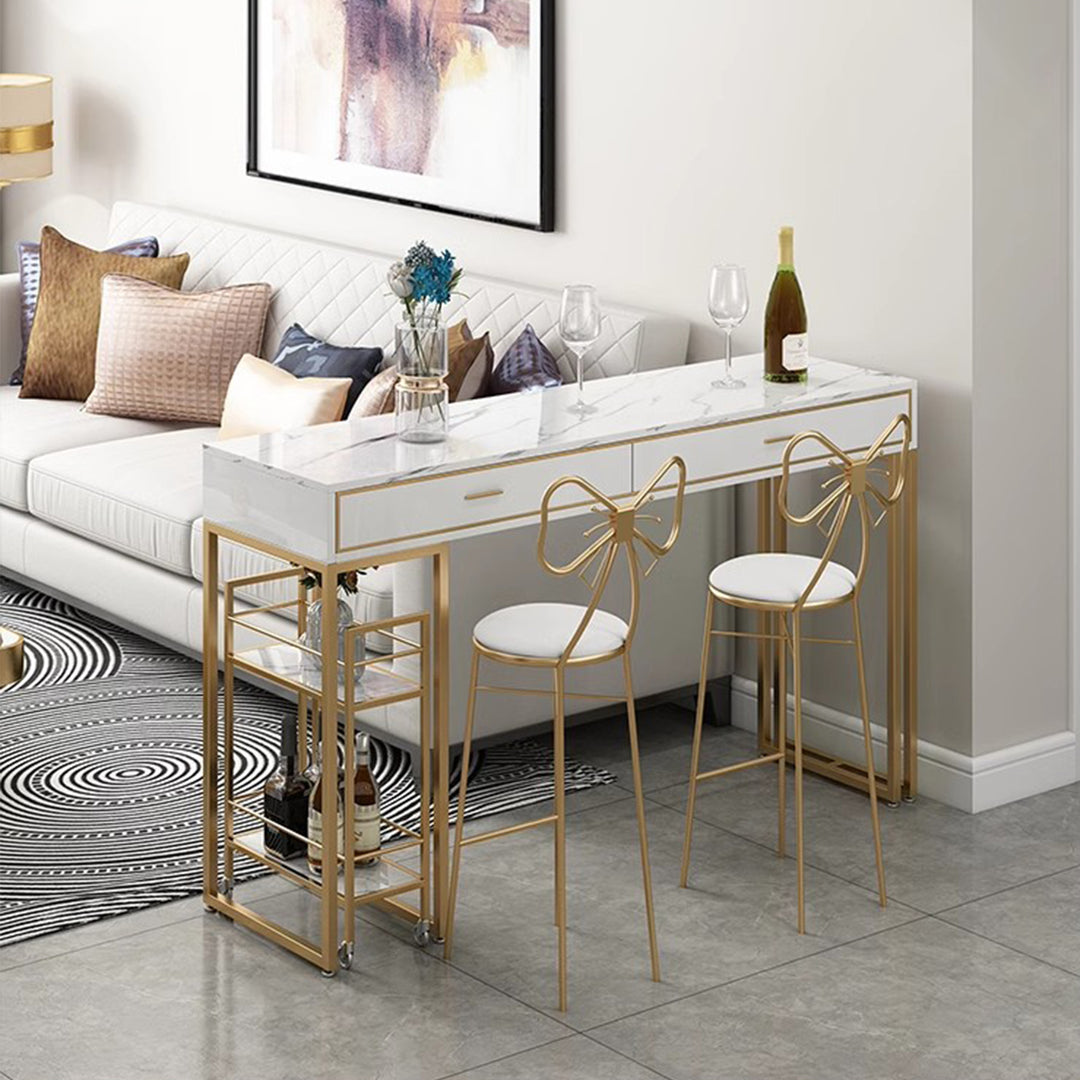 MAS-1864 Masdio Marble Bar Table with Bar Cart Masdio