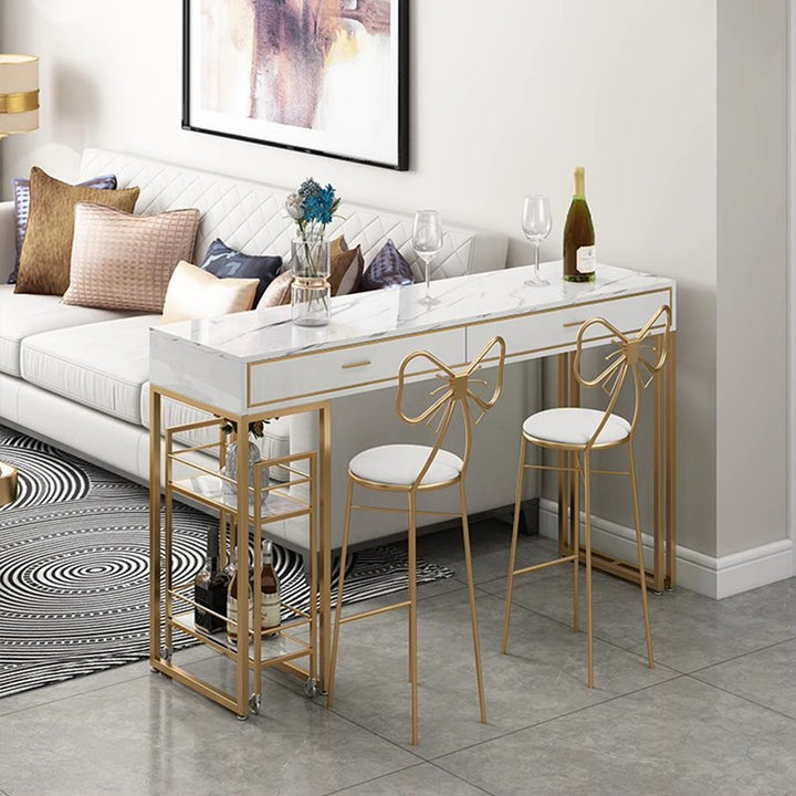 MAS-1864 Masdio Marble Bar Table with Bar Cart Masdio