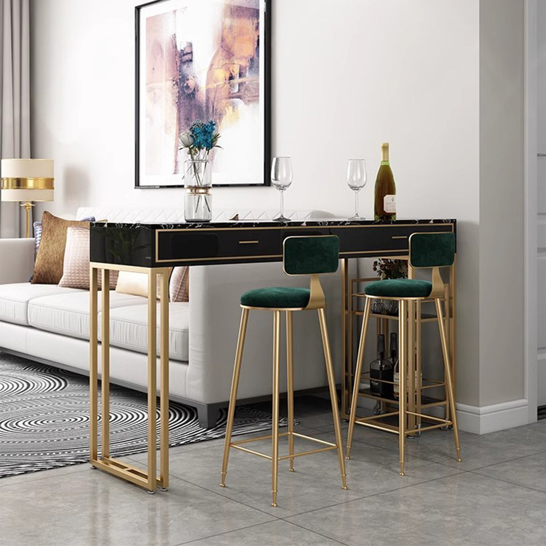 MAS-1864 Masdio Marble Bar Table with Bar Cart Masdio