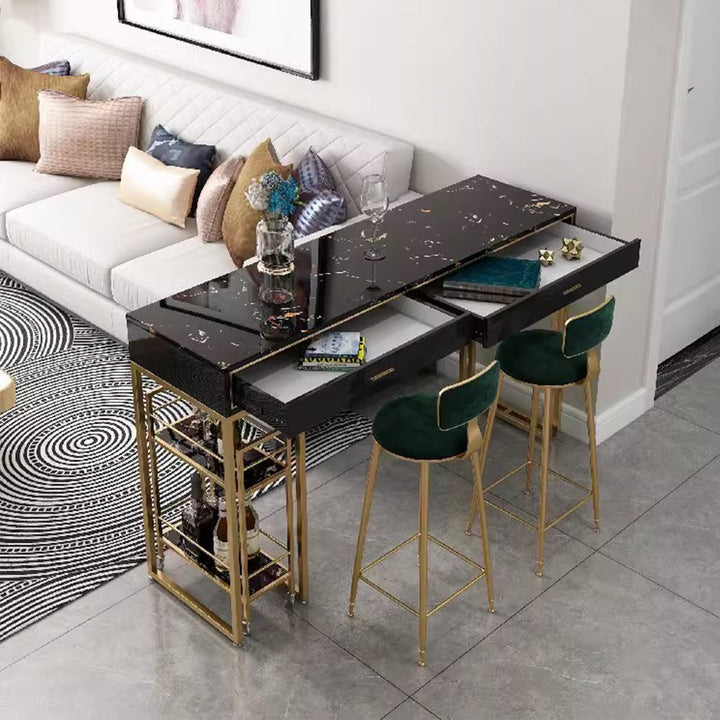 MAS-1864 Masdio Marble Bar Table with Bar Cart Masdio