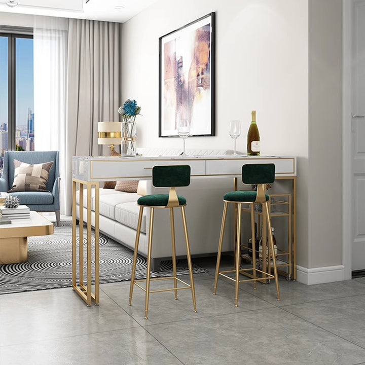 MAS-1864 Masdio Marble Bar Table with Bar Cart Masdio