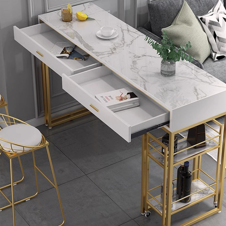 MAS-1864 Masdio Marble Bar Table with Bar Cart Masdio
