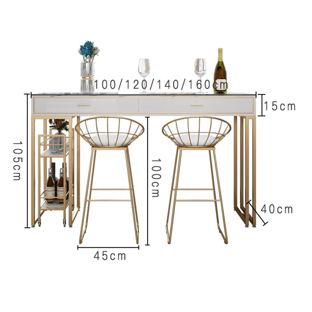 MAS-1864 Masdio Marble Bar Table with Bar Cart Masdio