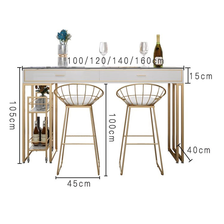 MAS-1864 Masdio Marble Bar Table with Bar Cart Masdio