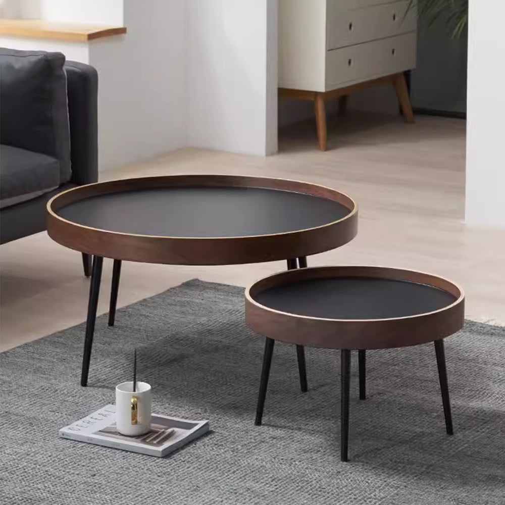 MAS-2264 Masdio COMO Black Walnut Round Nesting Coffee Tables Masdio