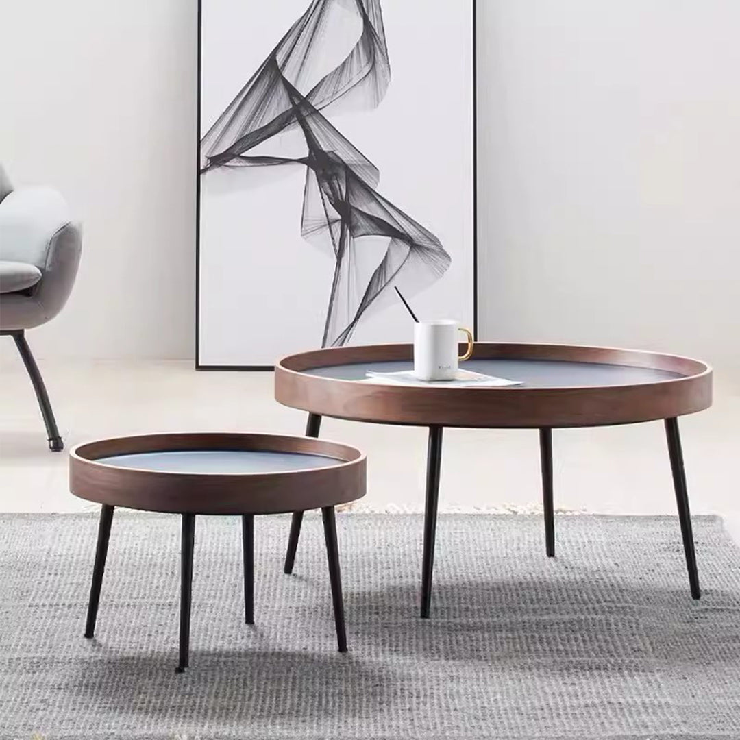 MAS-2264 Masdio COMO Black Walnut Round Nesting Coffee Tables Masdio