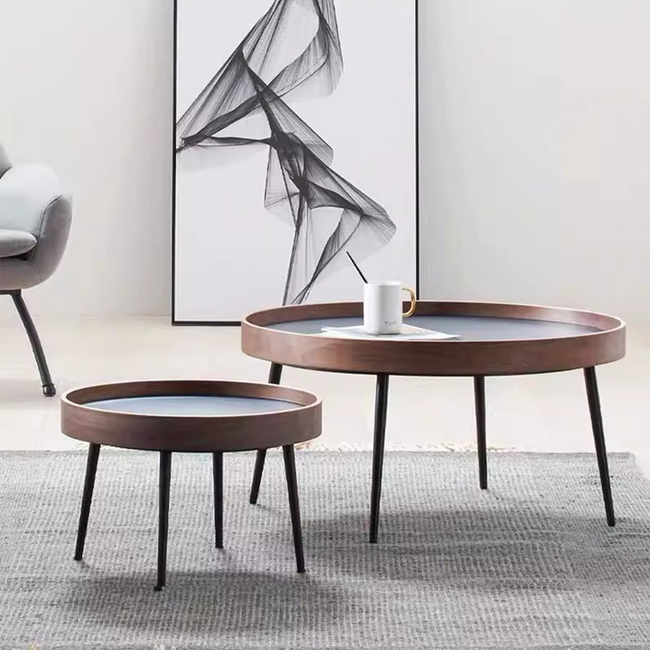 MAS-2264 Masdio COMO Black Walnut Round Nesting Coffee Tables Masdio