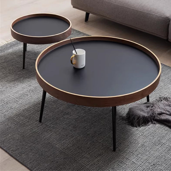 MAS-2264 Masdio COMO Black Walnut Round Nesting Coffee Tables Masdio