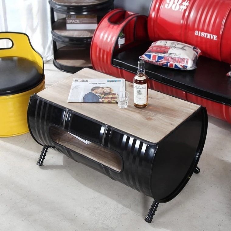 MAS-2286 Masdio SHOT Industrial Metal Barrel Coffee Table Masdio