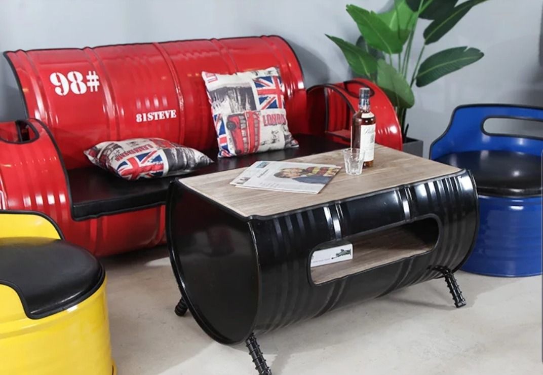 MAS-2286 Masdio SHOT Industrial Metal Barrel Coffee Table Masdio